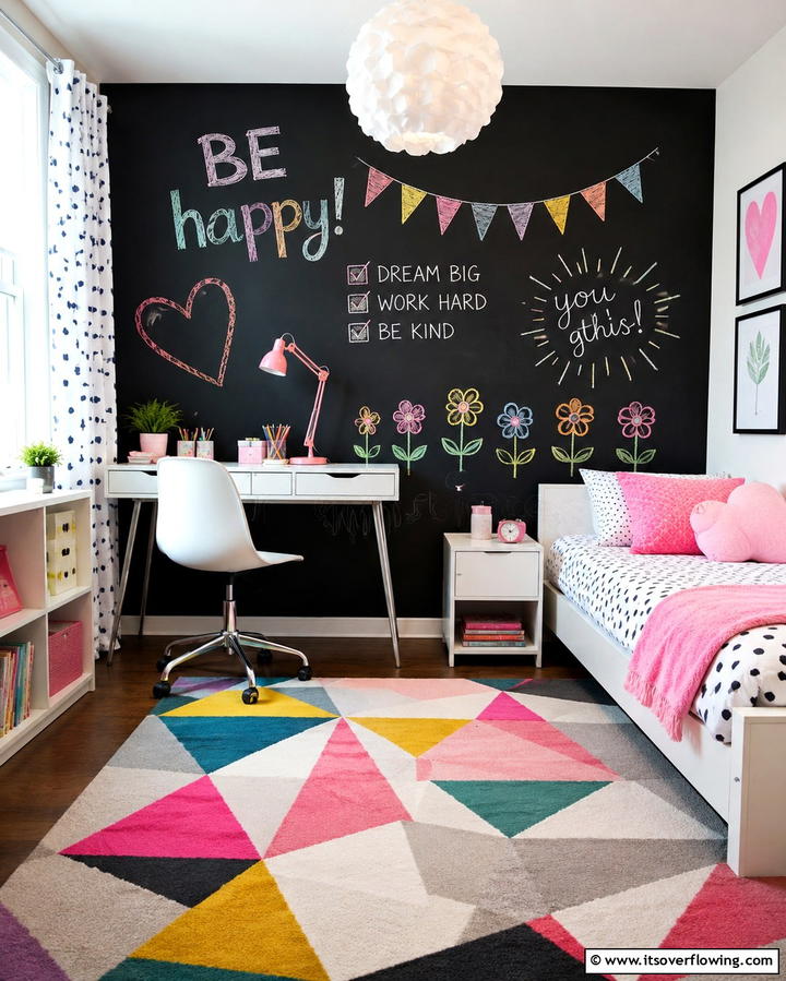 Creative Chalkboard Wall - 25 Girl Room Ideas for 10-year-olds- Creative & Fun Designs