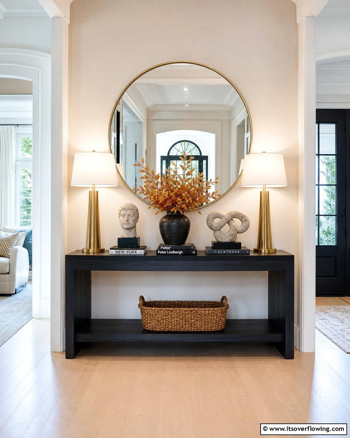 Creative Console Display - 21 Foyer Decor Ideas to Elevate Your Entryway’s First Impression