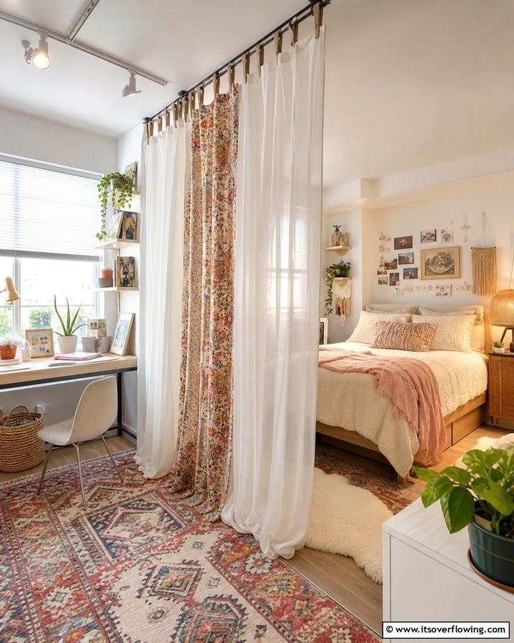 Creative Curtain Partitions - 21 Dorm Room Decorating Ideas for Style and Function