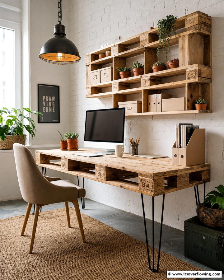 Creative DIY Pallet Desk - 21 Desk Ideas for Productive & Stylish Home Offices
