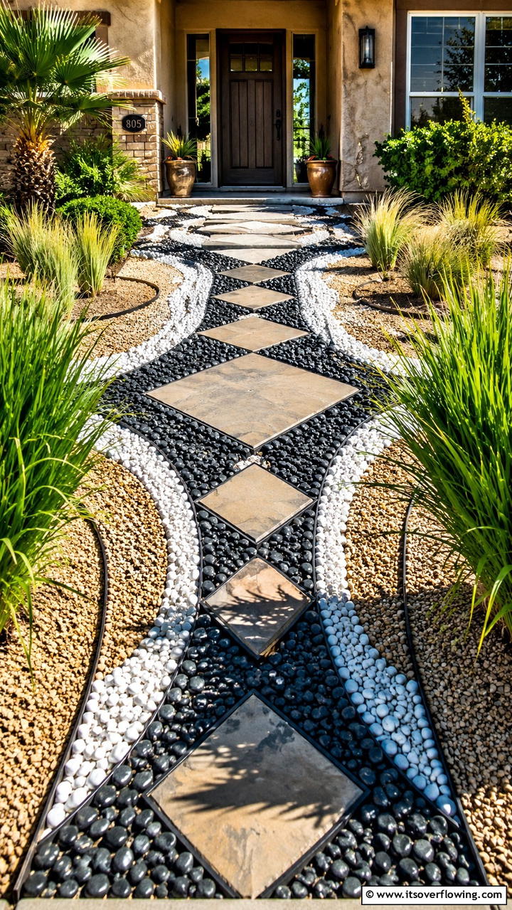 Creative Gravel Patterns - 30 Front Yard Landscaping Ideas for Stunning Curb Appeal