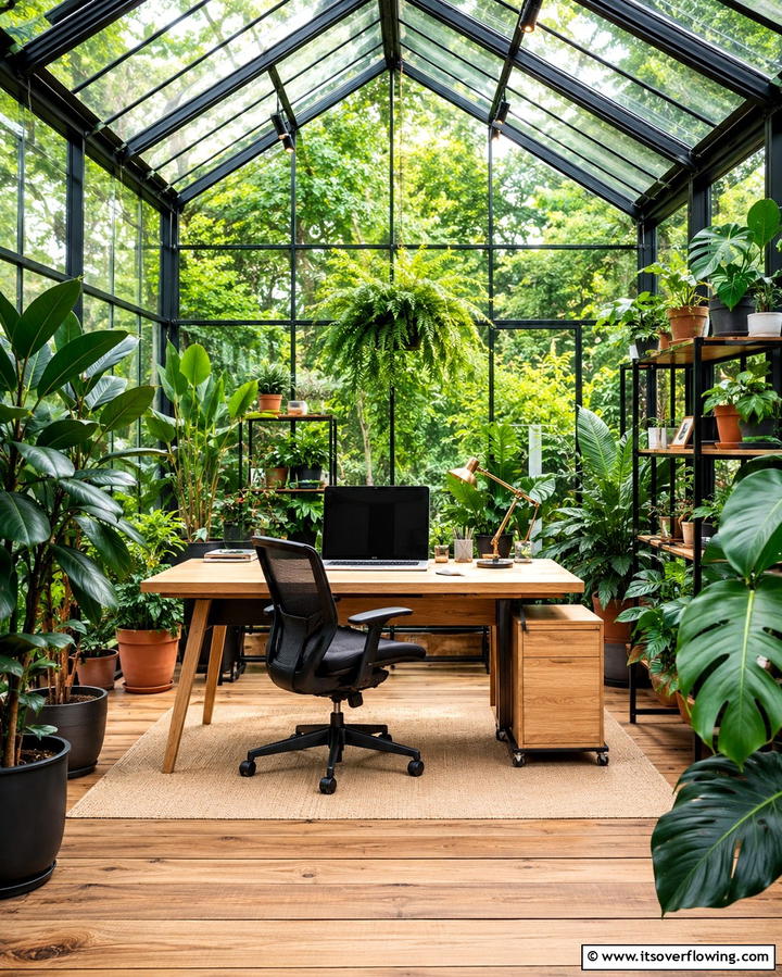 Creative Greenhouse Workspace - 25 Greenhouse Room Ideas for a Plant Lover’s Paradise