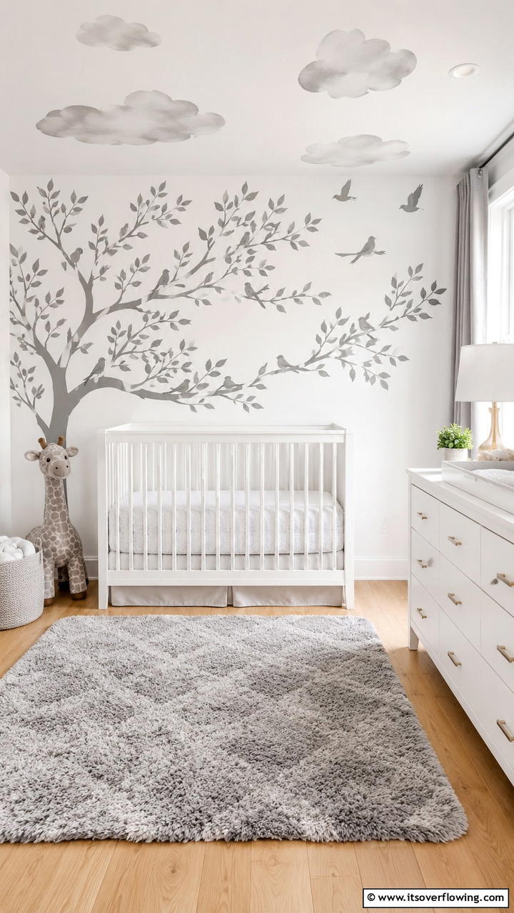 Creative Grey Wall Decals - 30 Grey Nursery Ideas- Calming & Modern Baby Room Designs