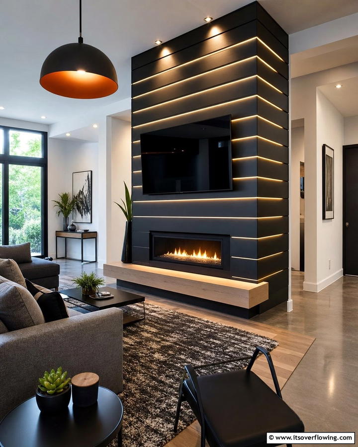 Creative Illumination - 21 Modern Black Shiplap Fireplace Design Inspirations