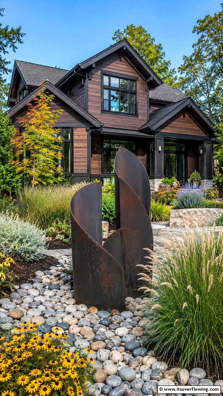 Creative Landscape Sculptures - 30 Dark Brown House With Black Trim Exterior Design Ideas