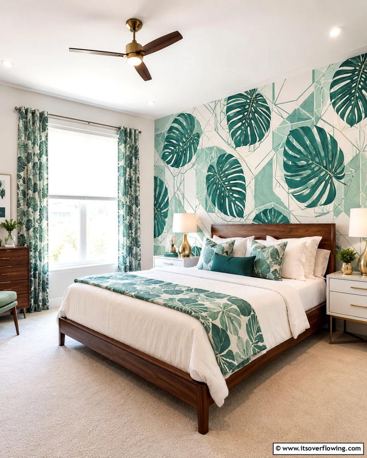Creative Leaf Patterns - 30 Jungle-Themed Bedroom Ideas- Wild & Whimsical Decor