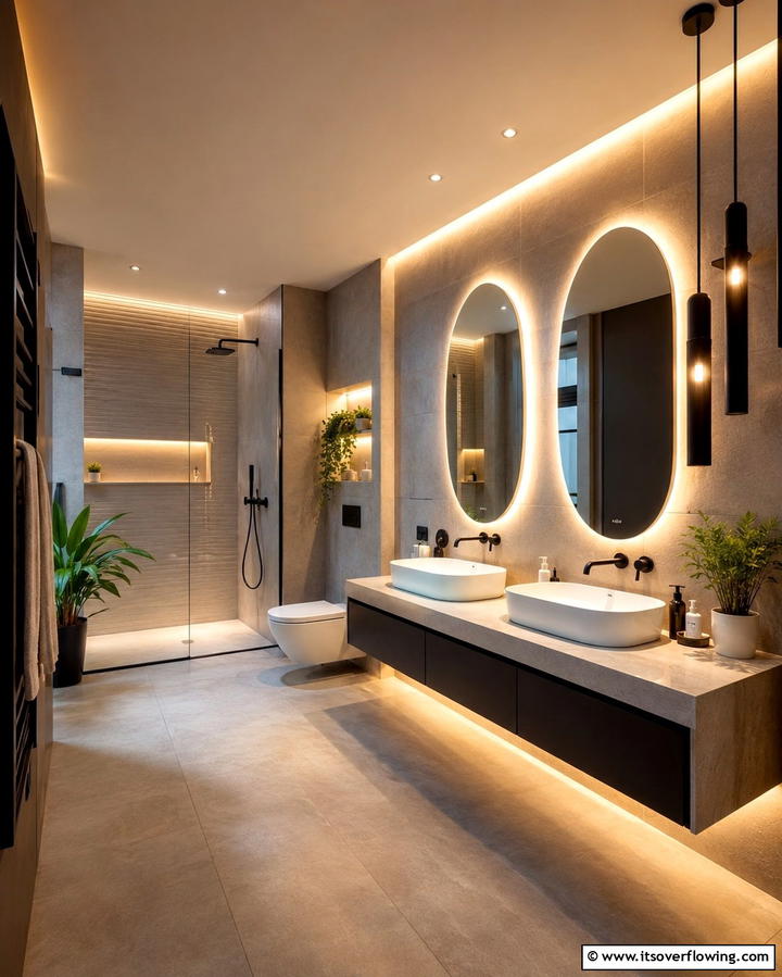 Creative Lighting Bathroom - 30 Stylish Bathroom Decor Ideas for a Spa-Like Retreat