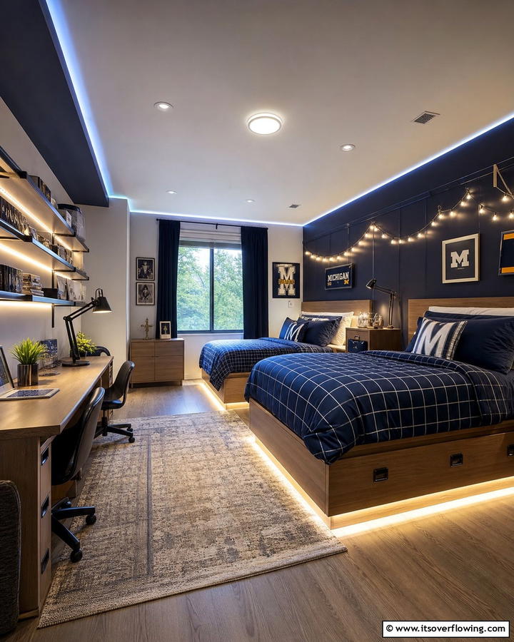 Creative Lighting - 25 Boys Dorm Room Ideas for Stylish Spaces