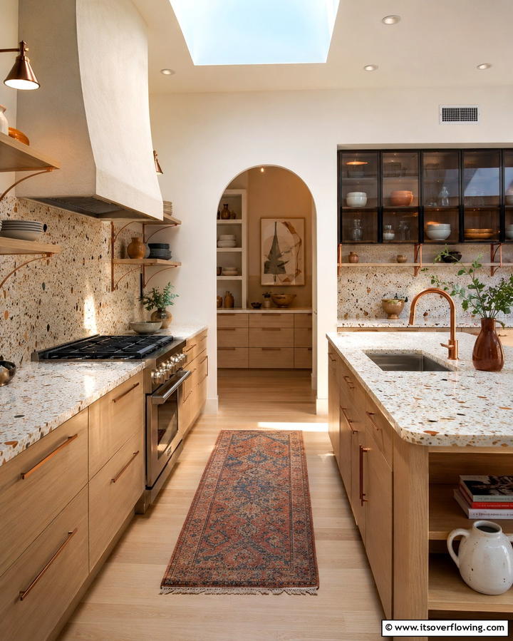 Creative Mixed Materials Design - 30 Kitchens with Light Wood Cabinets- Warm & Airy Designs