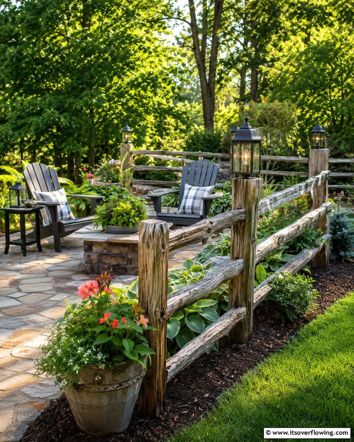 Creative Outdoor Seating Partition - 30 Split Rail Fence Ideas for Rustic Outdoor Boundaries