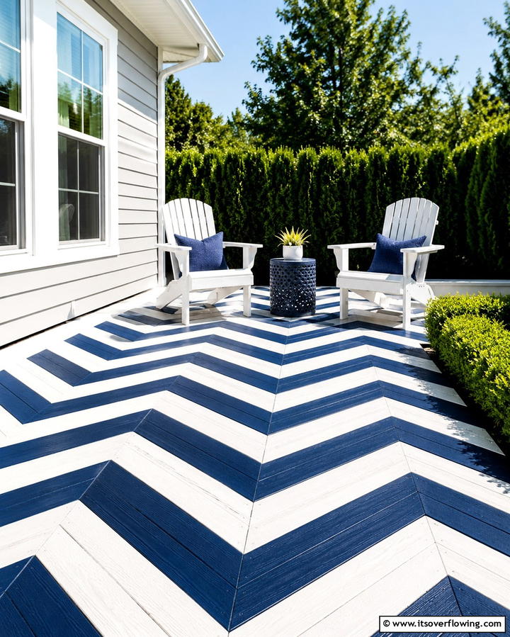 Creative Paint Accent Deck - 30 Budget-Friendly Backyard Deck Ideas for Stylish Outdoor Living