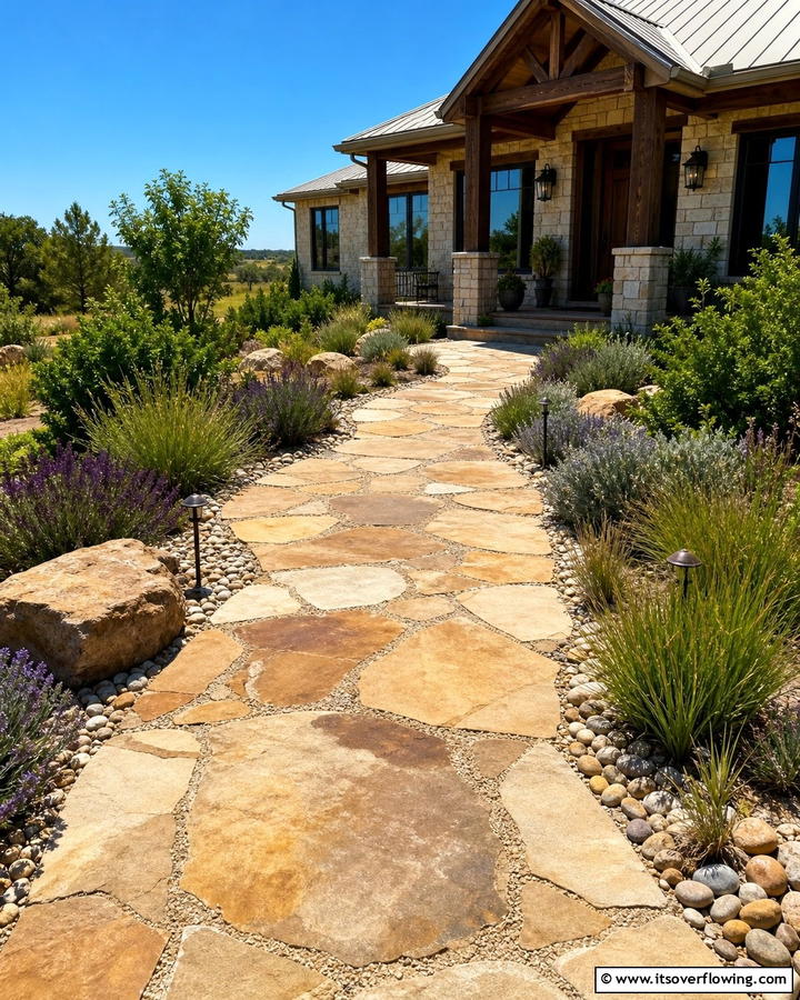 Creative Rock Pathways - 21 Ranch Home Curb Appeal Inspiration Ideas