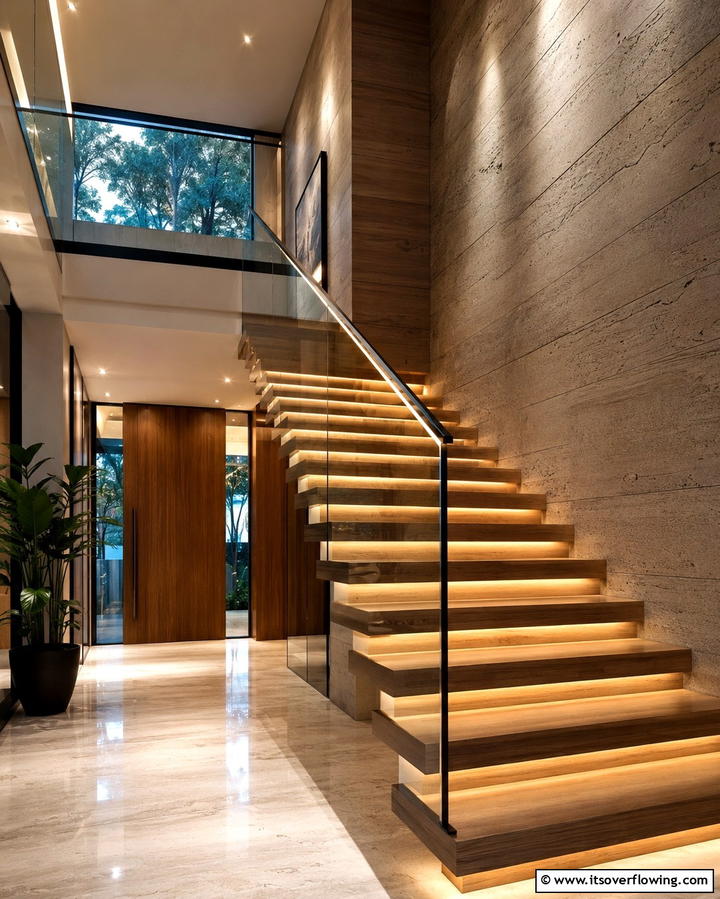 Creative Staircase Illumination - 30 Aesthetic Room Ideas With LED Lights for Vibes