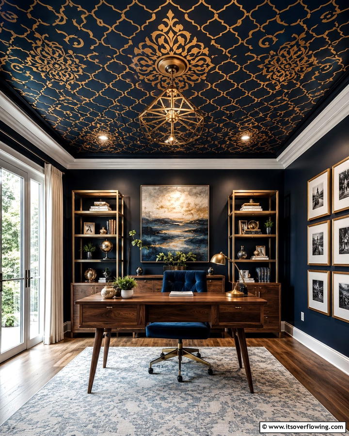 Creative Stenciled Designs - 30 Accent Ceiling Ideas to Elevate Your Space