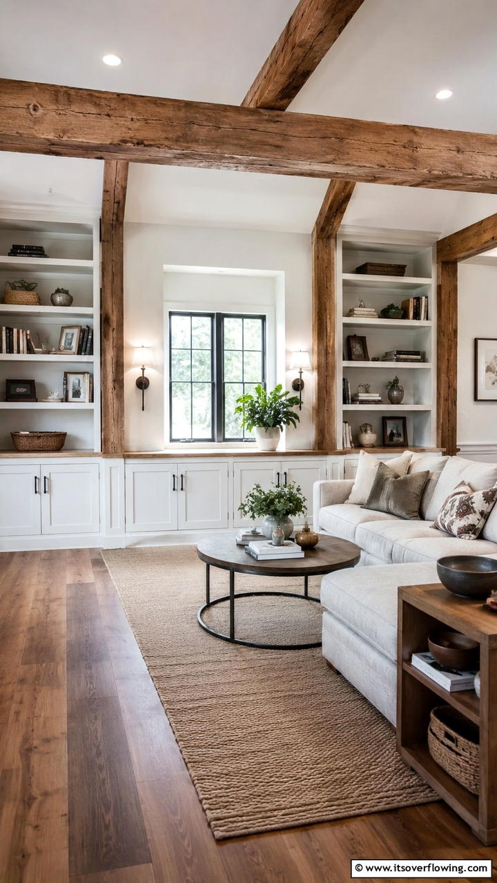 Creative Storage Ideas - 30 Exposed Beam Living Room Ideas for Rustic Charm