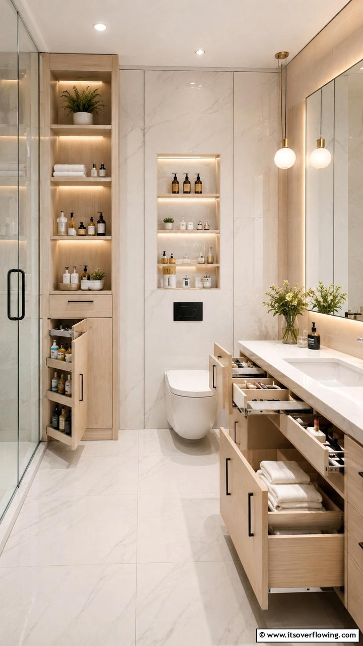 Creative Storage Solutions - 30 Ensuite Bathroom Ideas for Luxurious Privacy