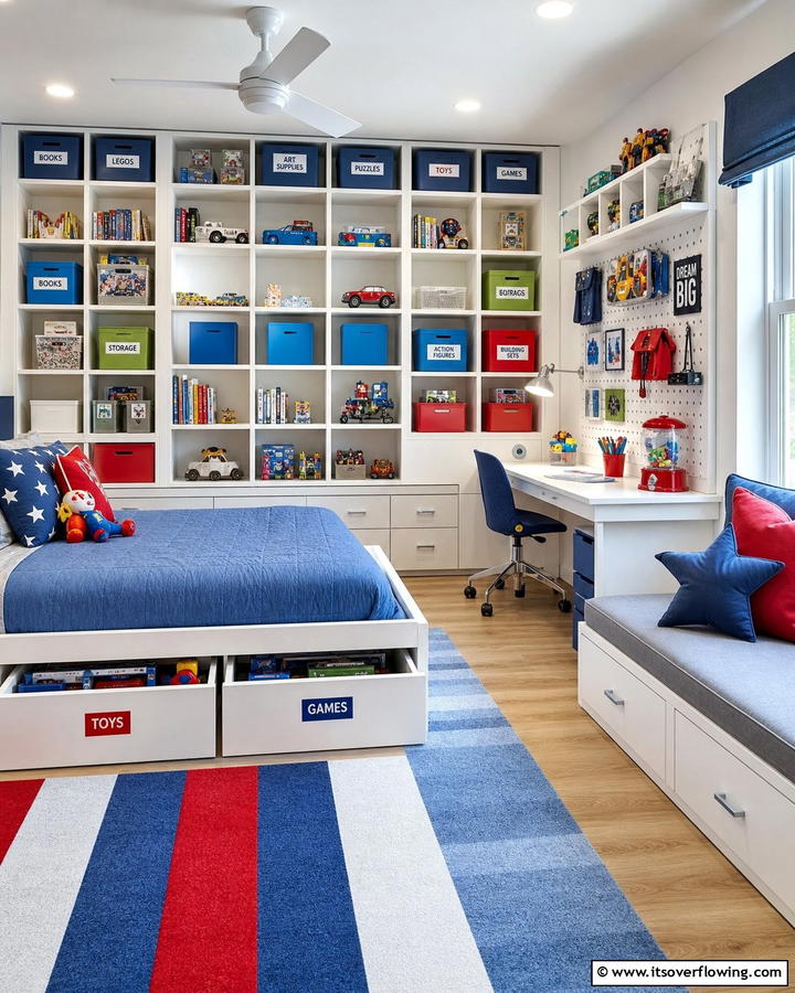 Creative Storage Solutions - 21 Boys’ Room Ideas- Themed Decor & Functional Layouts