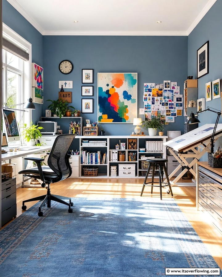 Creative Studio Inspiring Blue gray Workspaces - 21 Blue-Gray Paint Colors for Sophisticated Interiors
