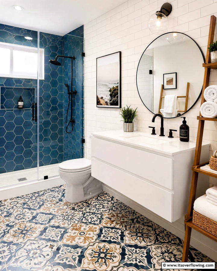 Creative Tile Combinations - 25 Eclectic Bathroom Ideas for a Unique and Personalized Space