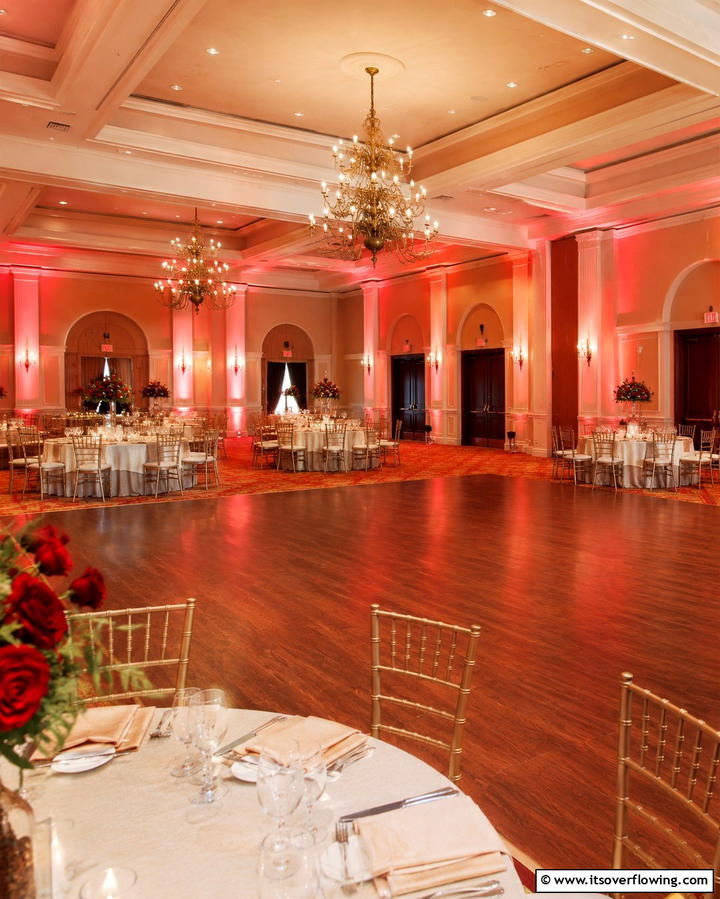 Crimson Accent Lighting - 30 Red Wedding Theme Ideas for Bold and Romantic Celebrations
