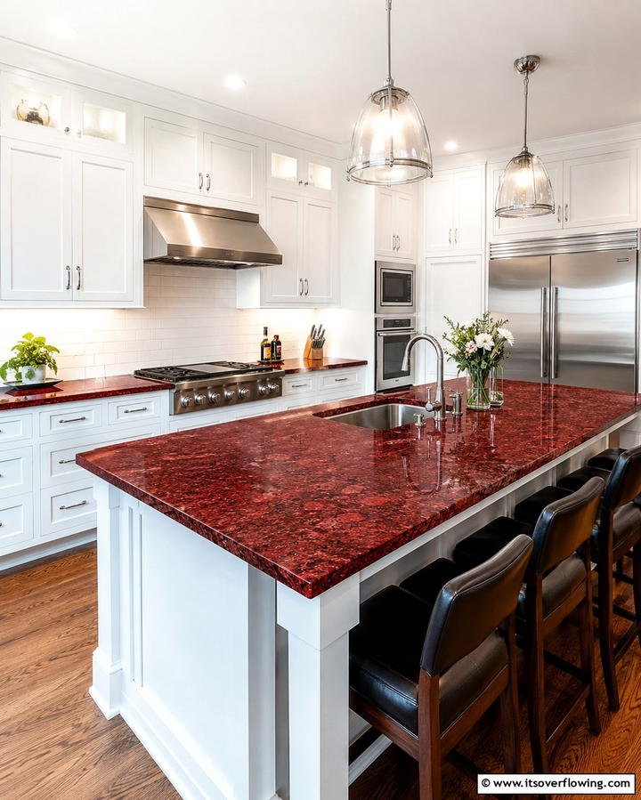 Crimson Countertops - 30 Bold Red Kitchen Ideas for a Vibrant Cooking Space