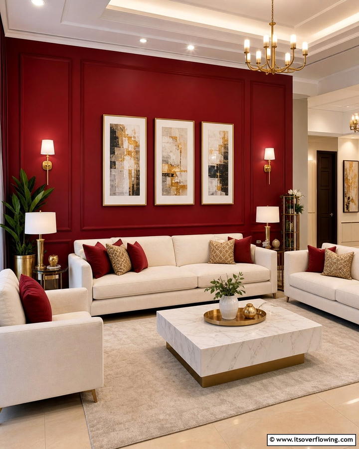 Crimson Elegance - 21 Accent Wall Color Ideas for Bold Interior Transformations