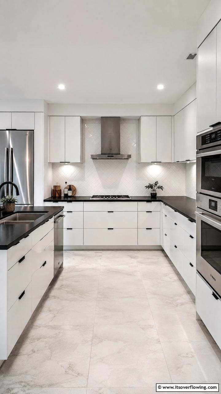 Crisp Clean Lines - 21 White Kitchen with Black Countertops Design Ideas