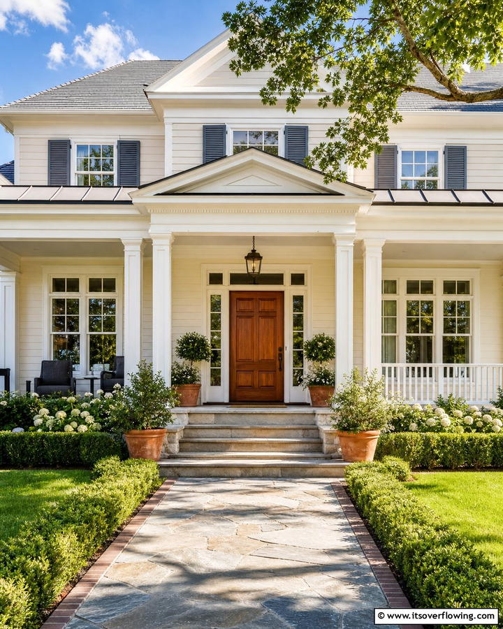 Crisp Cream Delight - 21 Exterior House Color Schemes for Curb Appeal