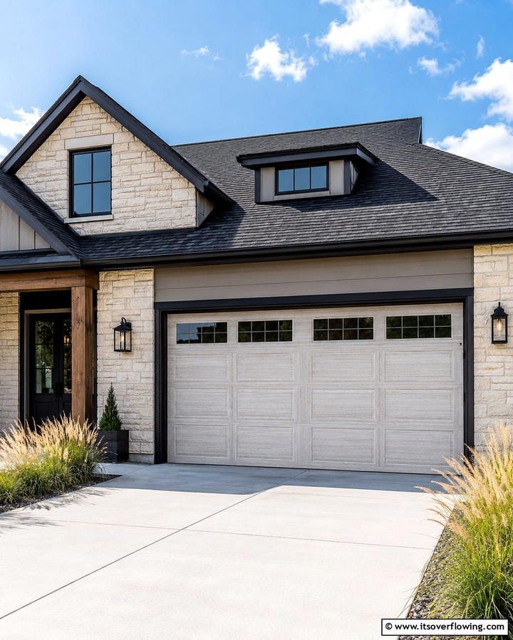 Crisp Gray White Blend - 25 Garage Door Paint Ideas to Boost Curb Appeal