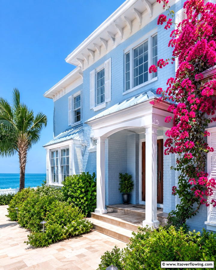 Crisp Light Blue Finish - 25 Painted Brick Houses Ideas for a Fresh Look