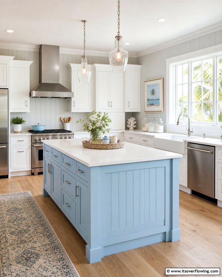 Crisp Light Blue Island - 25 Kitchen Island Color Ideas to Refresh Your Space