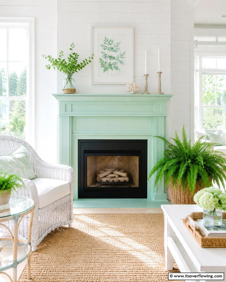 Crisp Mint Refresh - 30 Fireplace Paint Color Ideas for a Fresh Update