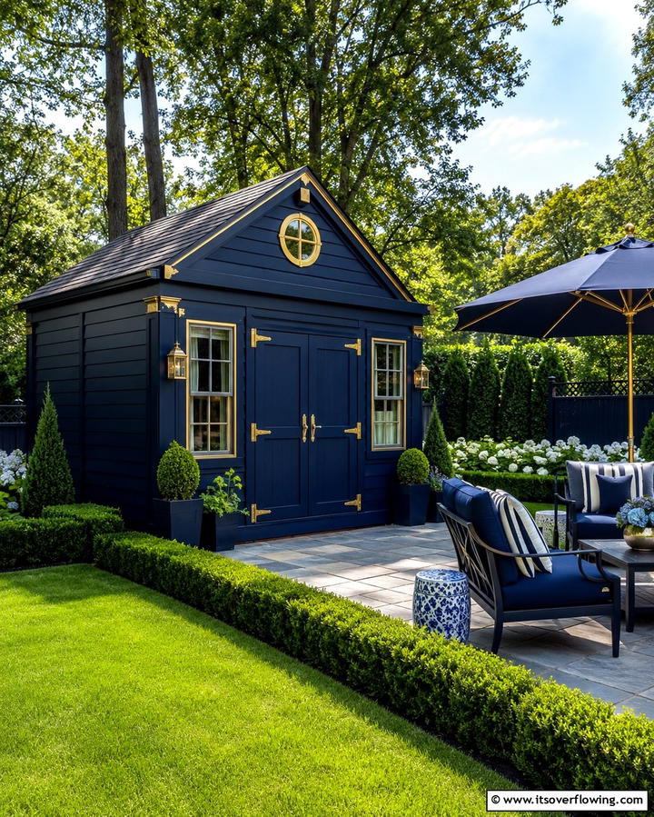 Crisp Navy Blue - 25 Shed Color Ideas to Brighten Your Outdoor Space