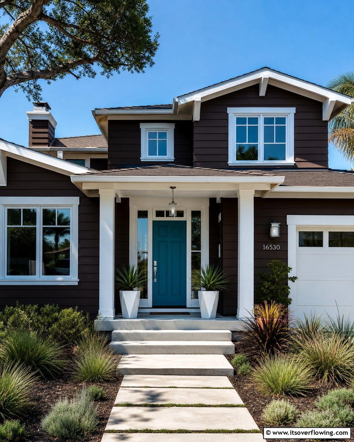Crisp Teal Front Door - 20 Brown House Front Door Colors for a Warm Welcome