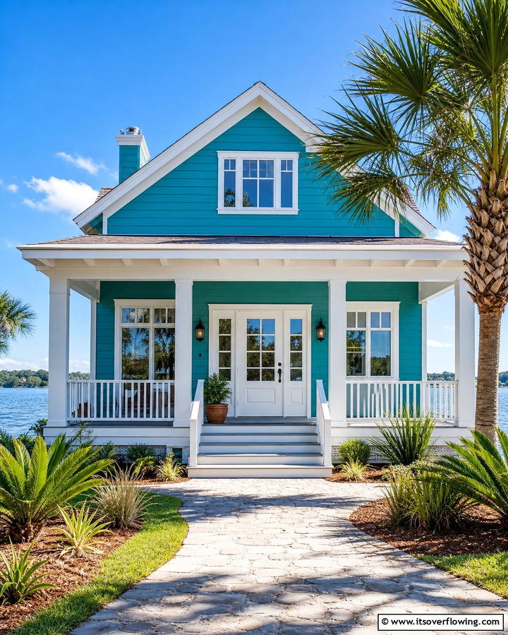 Crisp Teal Inspiration - 30 Lake House Exterior Color Ideas Inspired by Nature