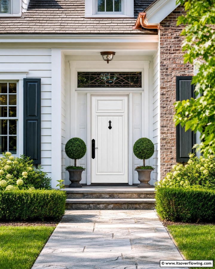 Crisp White Accent - 20 Cedar Front Door Colors Ideas- Warm & Inviting