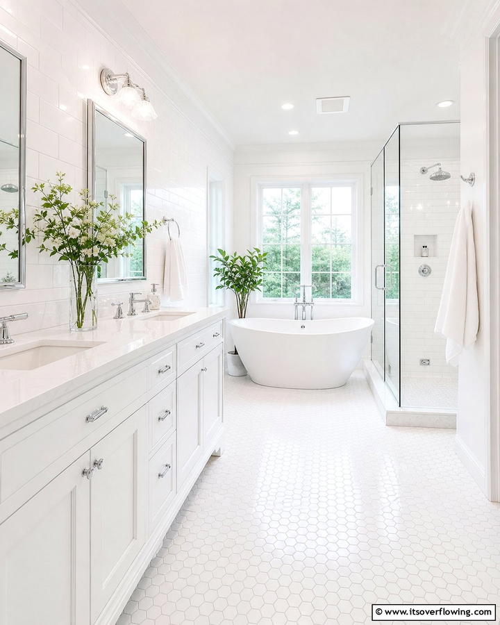 Crisp White Elegance - 21 Bathroom Color Ideas to Refresh Your Space with Vibrant Hues