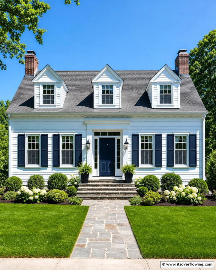 Crisp White Exteriors with Contrasting Shutters - 25 Modern Cape Cod House Ideas for Coastal Living