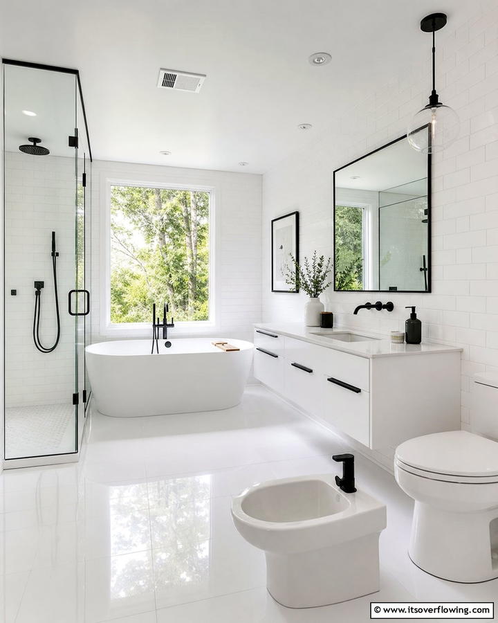 Crisp White Fixtures - 21 Classic Black & White Bathroom Designs for Contrast