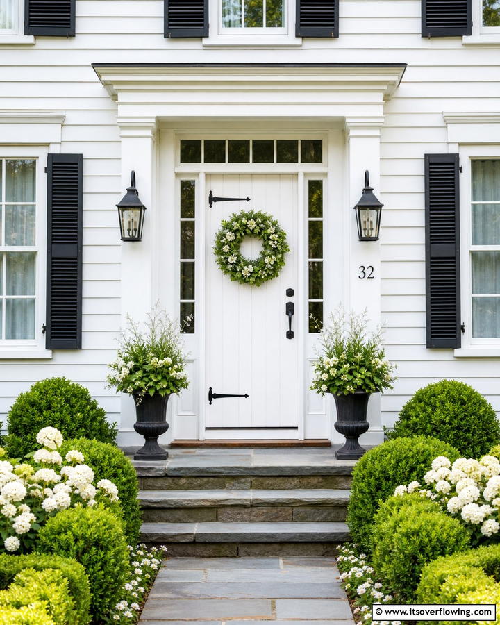 Crisp White Simplicity - 20 Cedar Front Door Colors Ideas- Warm & Inviting