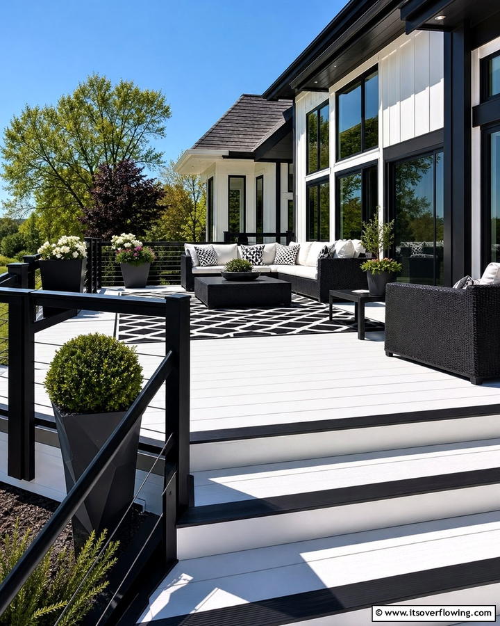 Crisp White and Black - 30 Two-Tone Deck Color Schemes for Dynamic Outdoor Spaces