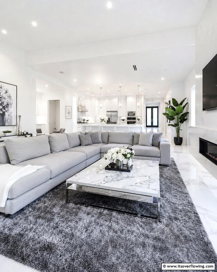 Crisp White and Gray - 25 Monochromatic Living Room Ideas for a Sleek Look