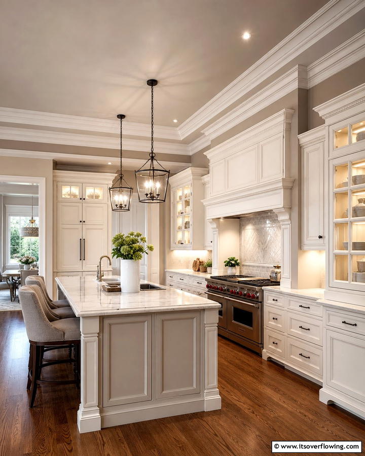 Crown Molding Accents - 25 Traditional Kitchen Ideas for Timeless Elegance