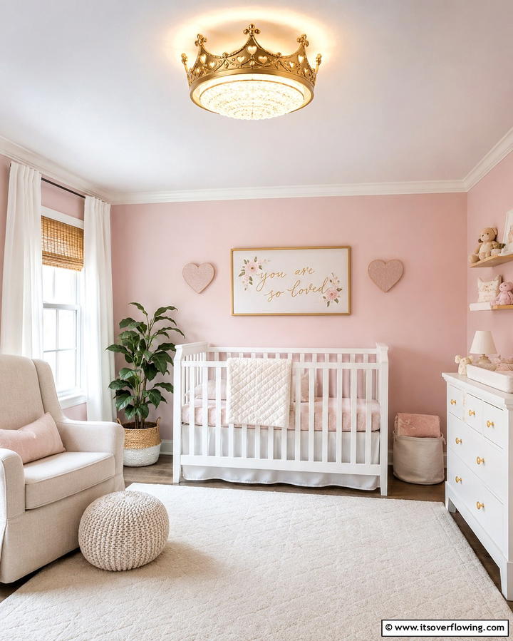 Crown Shaped Light Fixtures - 25 Princess Nursery Ideas for a Magical Baby Room