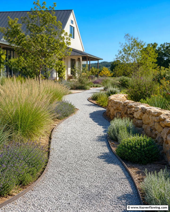 Crushed Granite Pathway - 20 Farmhouse Walkway Ideas for a Rustic Charm