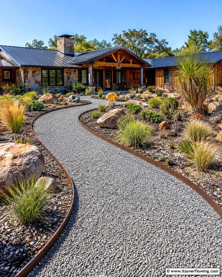 Crushed Stone Pathway - 25 Front Walkway Ideas to Enhance Your Home’s Curb Appeal