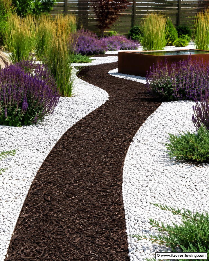 Crushed Stone and Mulch Combination - 25 Mulch Pathway Ideas for a Beautiful Garden