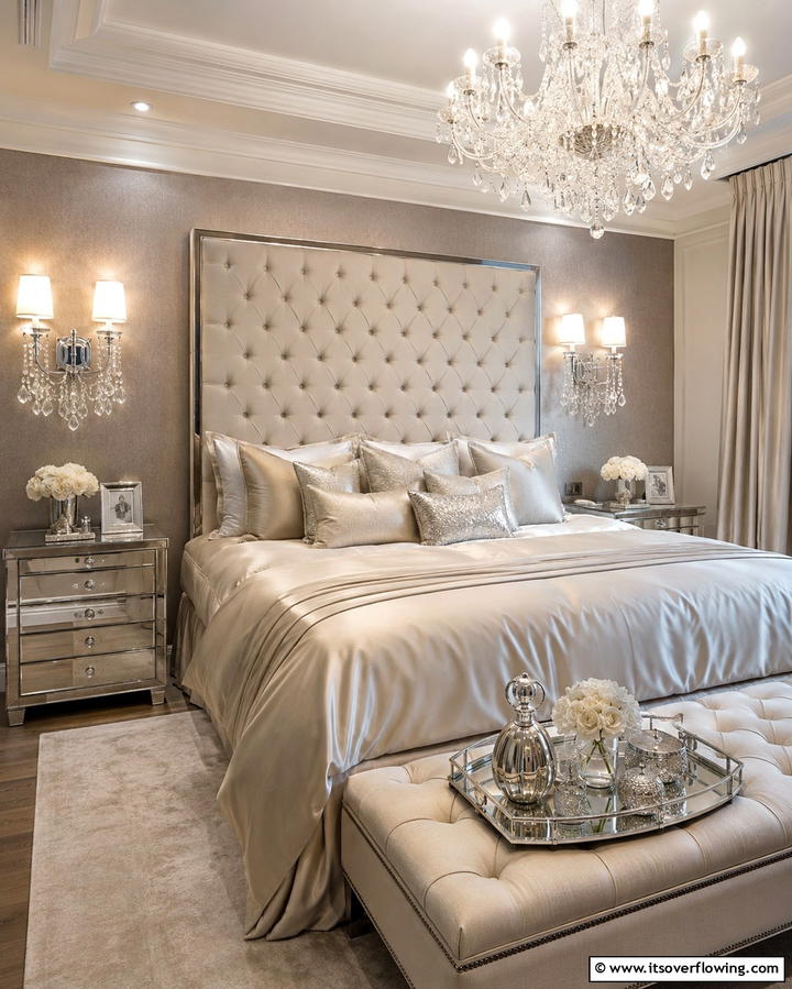 Crystal Accented Sconces - 30 Bedroom Wall Sconce Ideas for Ambiance & Space-Saving