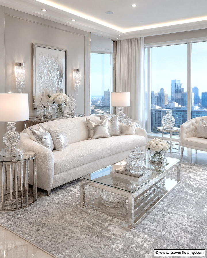 Crystal Accents for Subtle Glamour - 25 Mansion Living Room Ideas for Luxurious Spaces