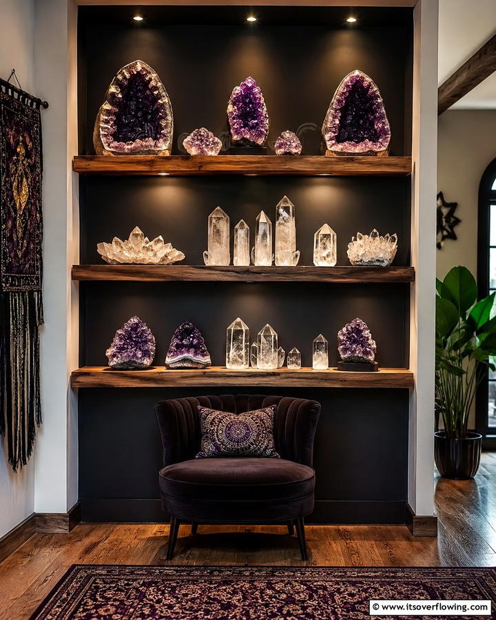 Crystal Accents for a Mystical Touch - 25 Gothic Boho Decor Ideas for a Unique and Eclectic Style
